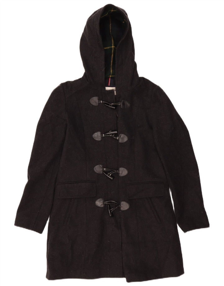 Tommy Hilfiger Damen Kapuzen-Dufflecoat UK 10 Small Graue Wolle