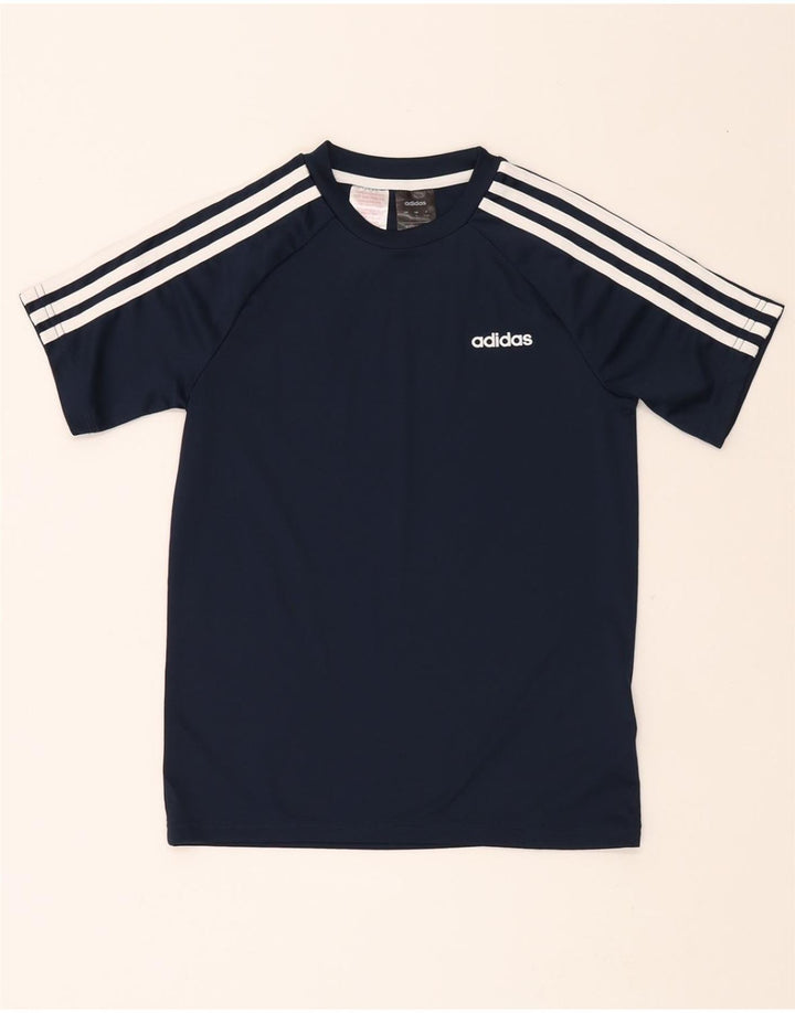 ADIDAS Boys Climalite T-Shirt Top 11-12 Years Navy Blue Polyester Vintage Adidas and Second-Hand Adidas from Messina Hembry 