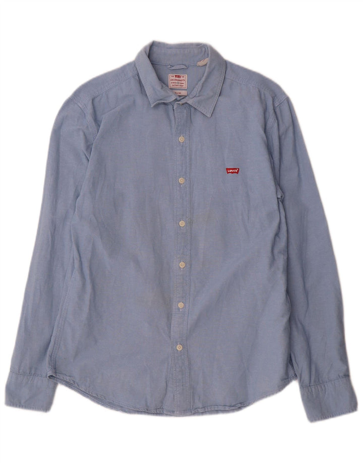 Levi's Herren-Slim-Fit-Hemd aus mittelblauer Baumwolle