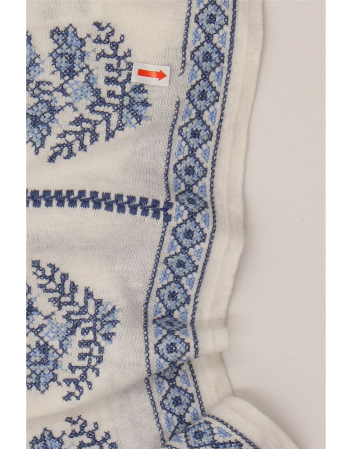 MONSOON Damen-Blusenoberteil, UK-Größe 46, Größe L, gebrochenes Weiß, geblümtes Leinen