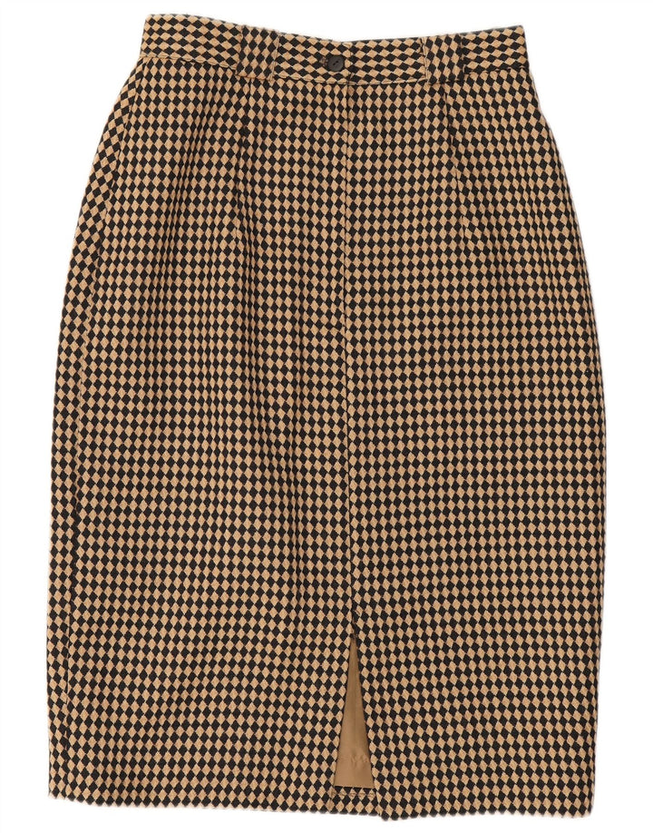 Michael H Damen Bleistiftrock UK 12 Medium W26 Beige Argyle/Diamond Wool