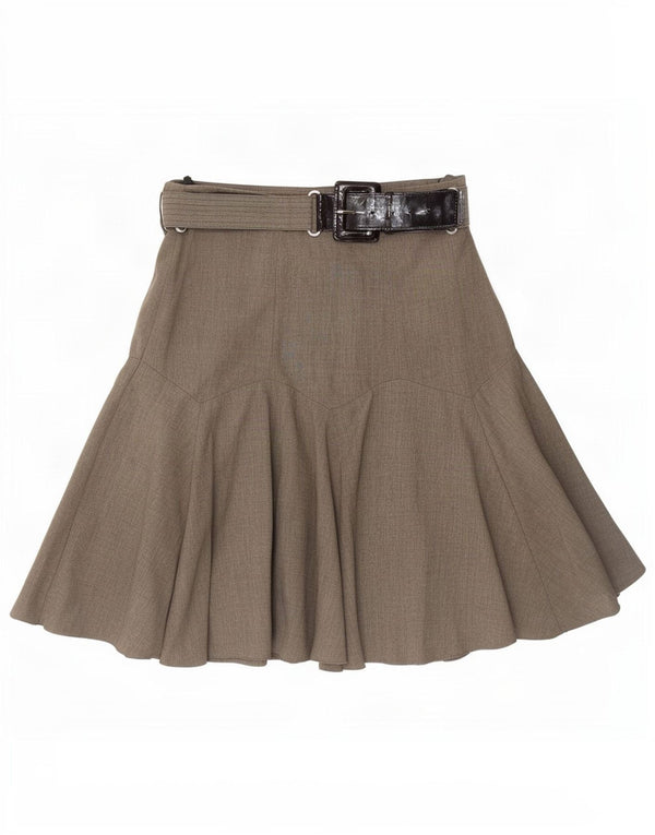 Marks & Spencer Damen ausgestellter Rock UK 12 Medium W30 Beige Polyester