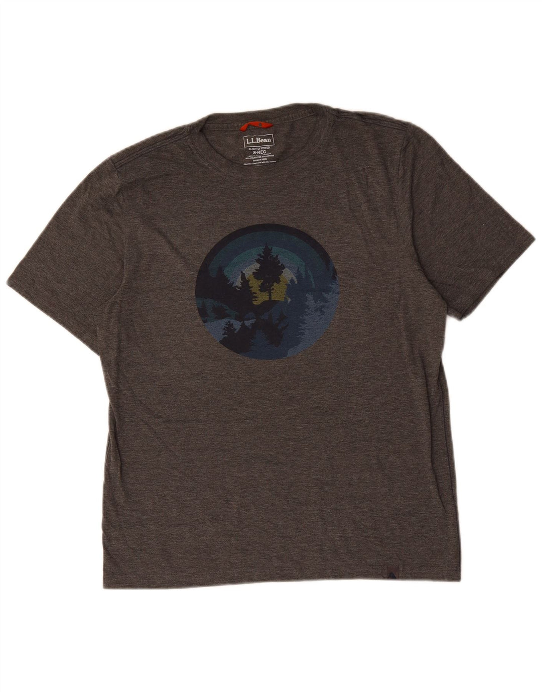 L.L.BEAN Leicht tailliertes Grafik-T-Shirt-Oberteil für Herren, Größe S, Grau meliert