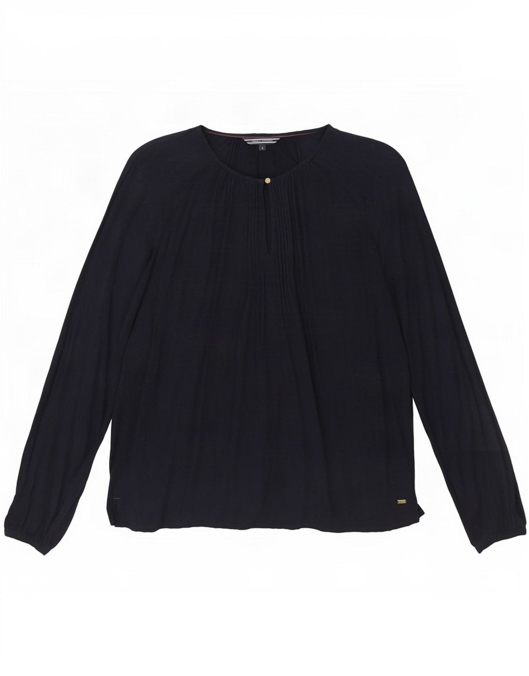 Tommy Hilfiger Damen Top Langarm US 6 Medium Marineblau Viskose