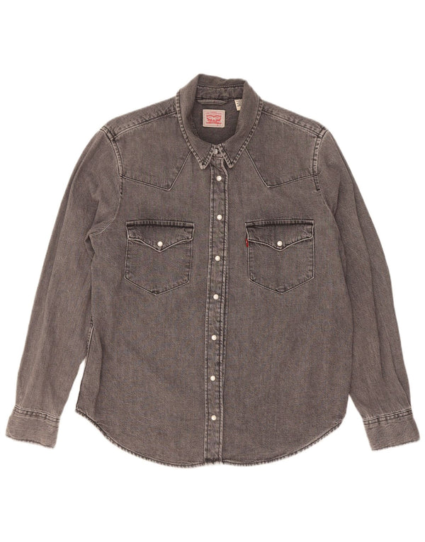 Levi's Damen Jeanshemd UK 14 mittelgraue Baumwolle