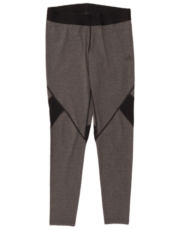 Adidas Damen Climacool Graphic Leggings UK 16/18 Large Grau Colourblock