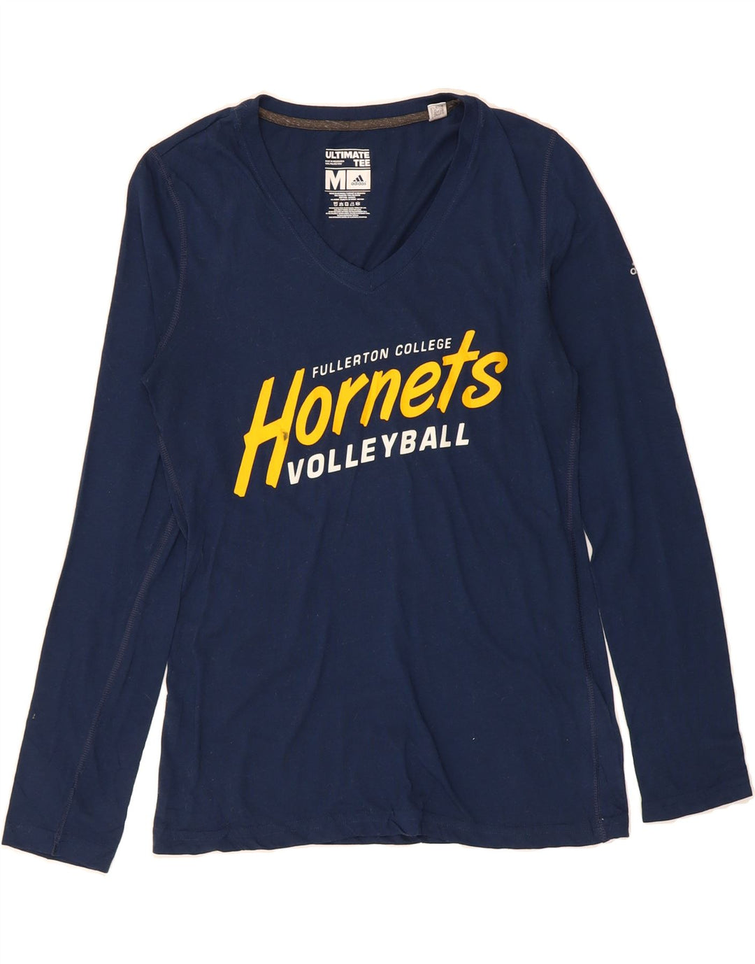 ADIDAS Womens Graphic Top Long Sleeve UK 14 Medium Navy Blue Vintage Adidas and Second-Hand Adidas from Messina Hembry 