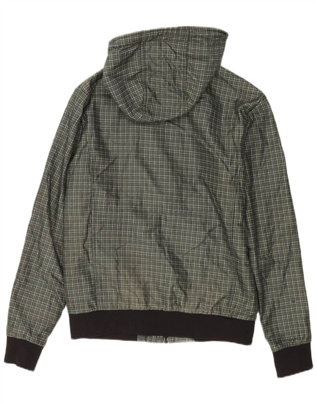 Zara Herren-Bomberjacke mit Kapuze, UK 38, mittelgrün, kariert, Polyester