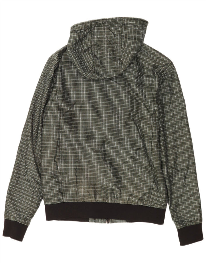 Zara Herren-Bomberjacke mit Kapuze, UK 38, mittelgrün, kariert, Polyester