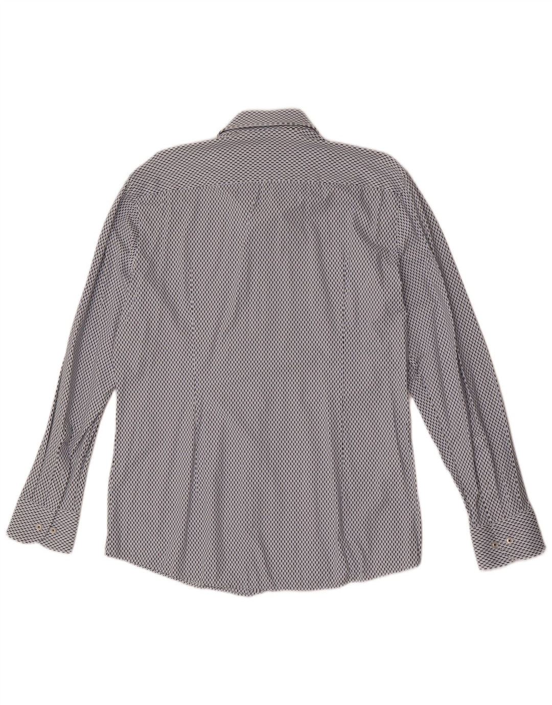 Hugo Boss Herren Slim Fit Hemd Größe 41 16 Großes blaues geometrisches Polyamid