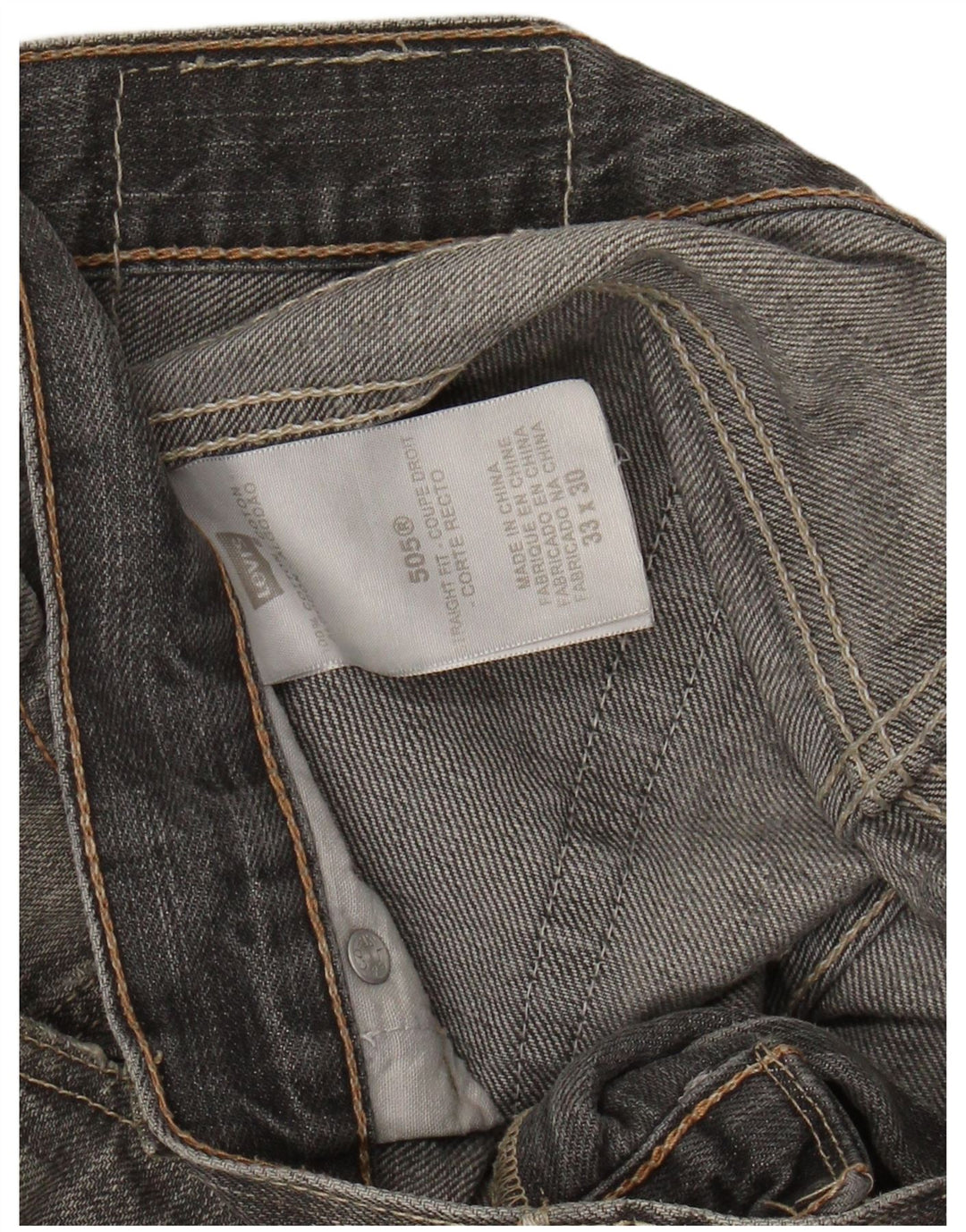 LEVI'S Herren 505 Straight Jeans W33 L30 Graue Baumwolle