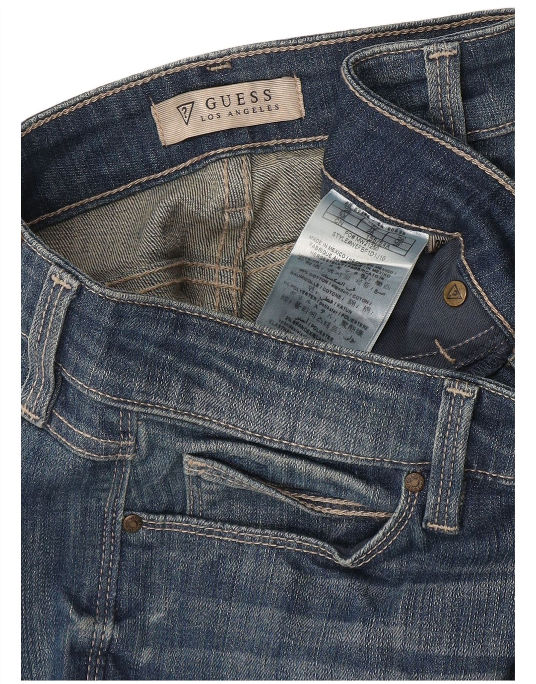 Guess Damen-Cropped-Jeans W28 L24 Blaue Baumwolle
