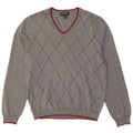 BROOKS BROTHERS Herren-Pullover mit V-Ausschnitt, Größe L, Grau Argyle/Diamant