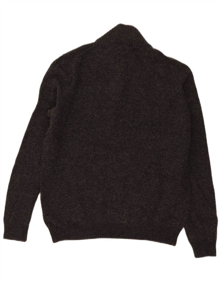 John Lewis Herren-Pullover mit Reißverschluss am Hals, mittelgraue Merinowolle