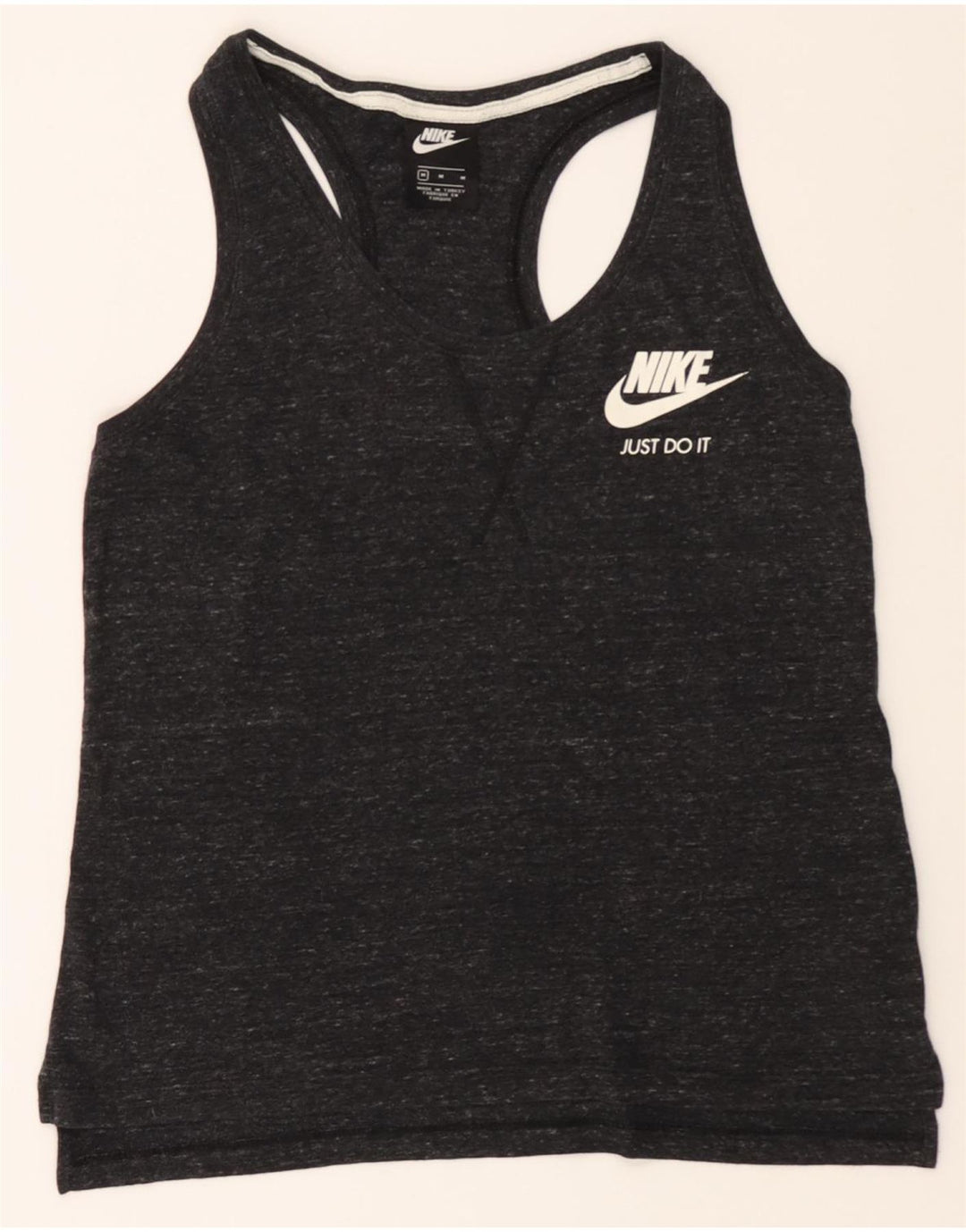 NIKE Womens Vest Top UK 12 Medium Black Flecked Cotton Vintage Nike and Second-Hand Nike from Messina Hembry 