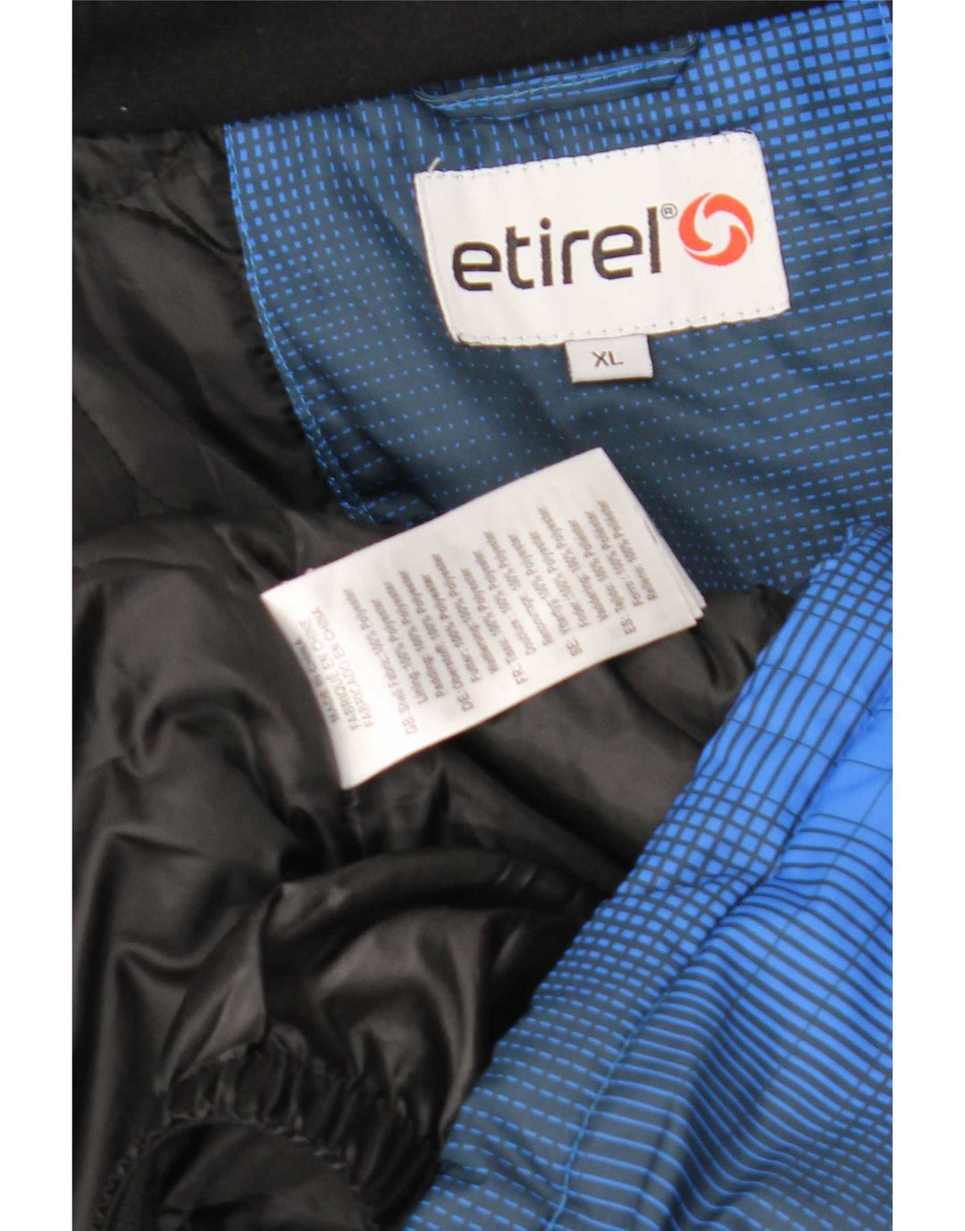Etirel Herren-Skijacke mit Kapuze, UK 42, XL, blau kariert, Polyester