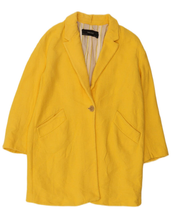 Zara Womens Loose Fit Overcoat UK 14 Mittelgelbe Baumwolle