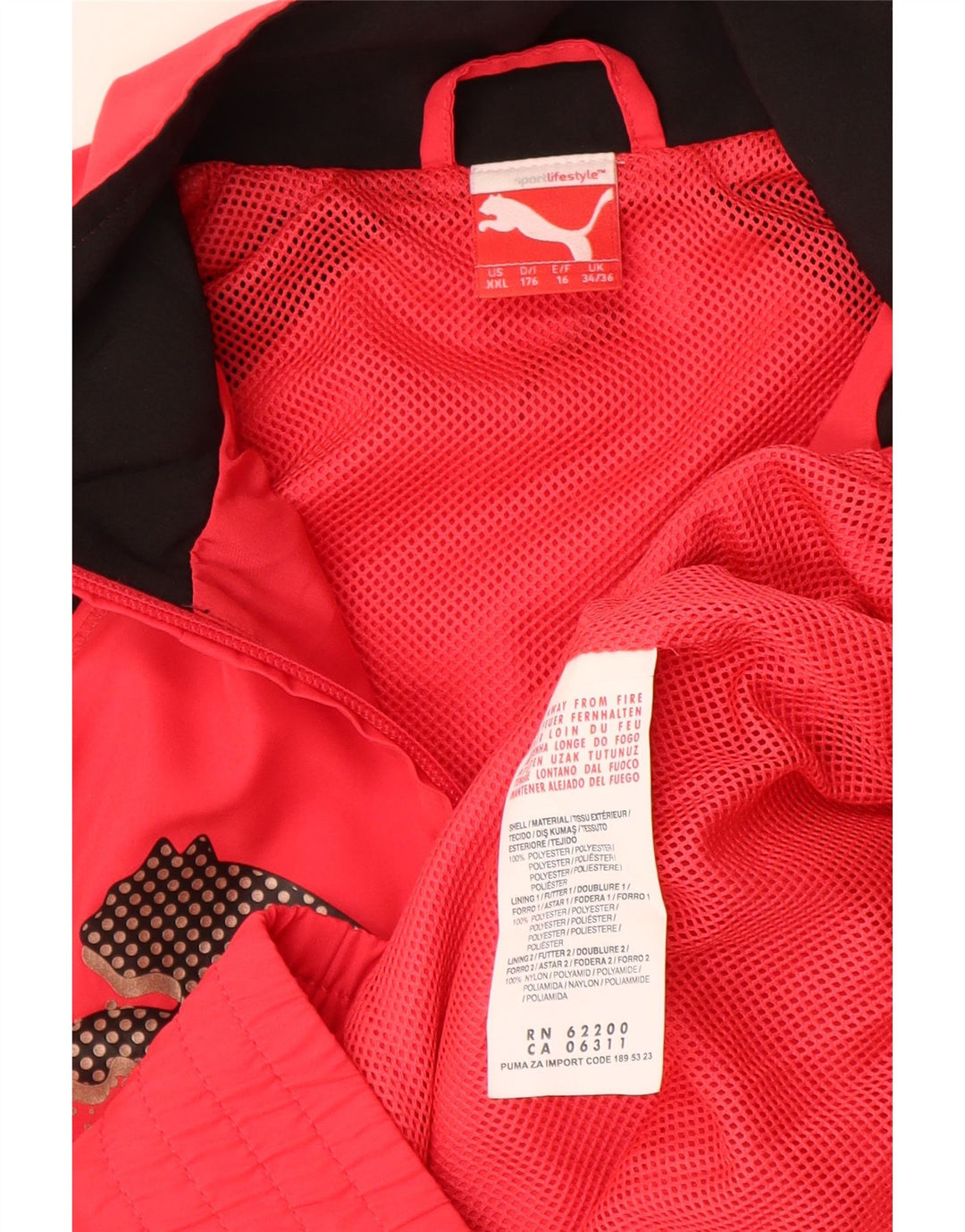 Puma Jungen Grafik-Trainingsanzug-Top-Jacke, 15–16 Jahre, rotes Farbblockdesign