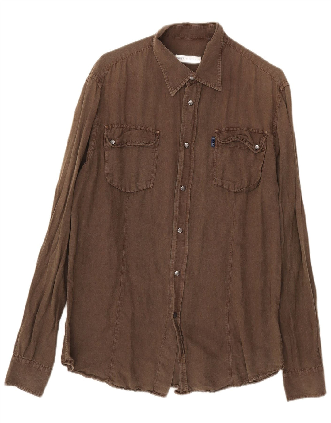 Trussardi Herrenhemd Large Khaki Leinen