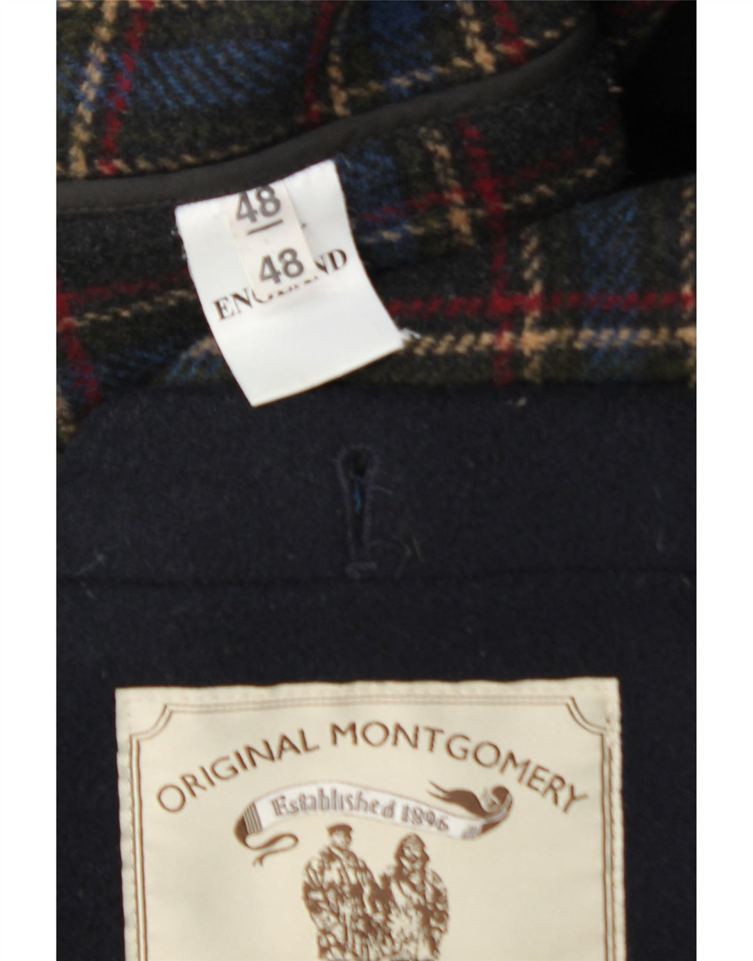 MONTGOMERY Herren-Dufflecoat mit Kapuze, UK 48 4XL, marineblaue Wolle