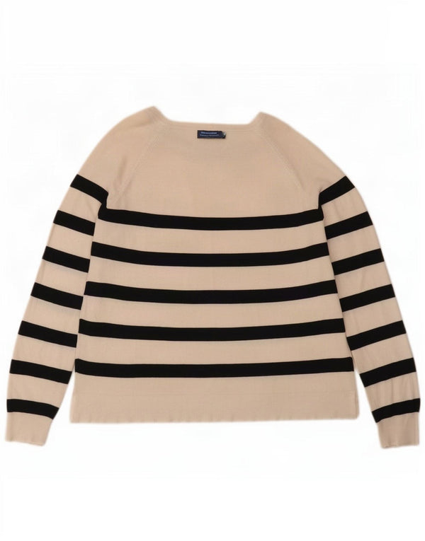 Zara Damen-Pullover mit U-Boot-Ausschnitt, UK 10, mittlere, cremefarbene, gestreifte Viskose