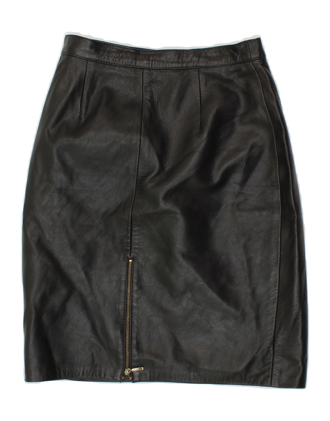 VINTAGE Womens Leather Skirt IT 40 Small W26 Black Vintage Vintage and Second-Hand Vintage from Messina Hembry 