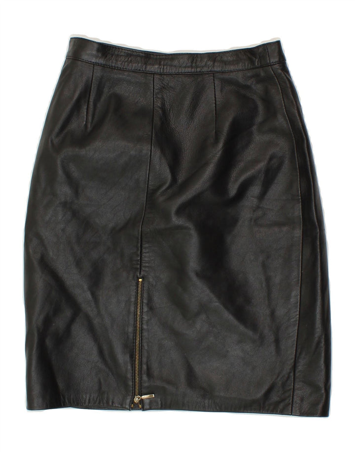 VINTAGE Womens Leather Skirt IT 40 Small W26 Black Vintage Vintage and Second-Hand Vintage from Messina Hembry 