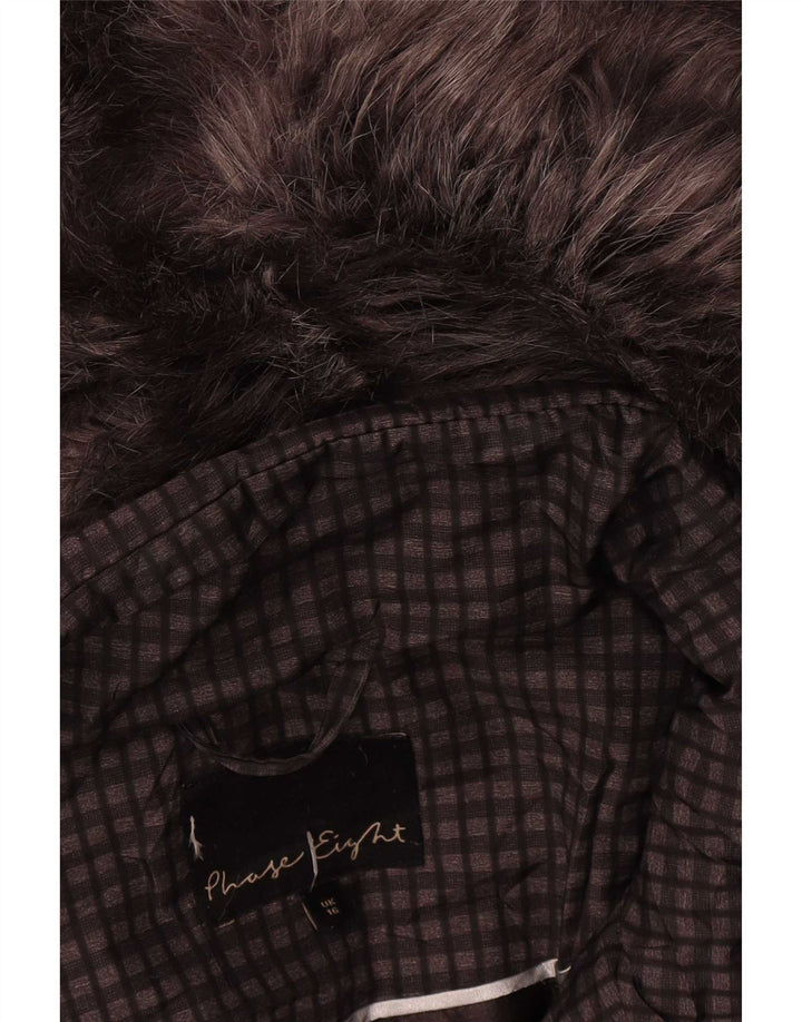 Phase Eight Wattierte Damenjacke mit Kapuze, UK 16, groß, braun kariert, Polyester