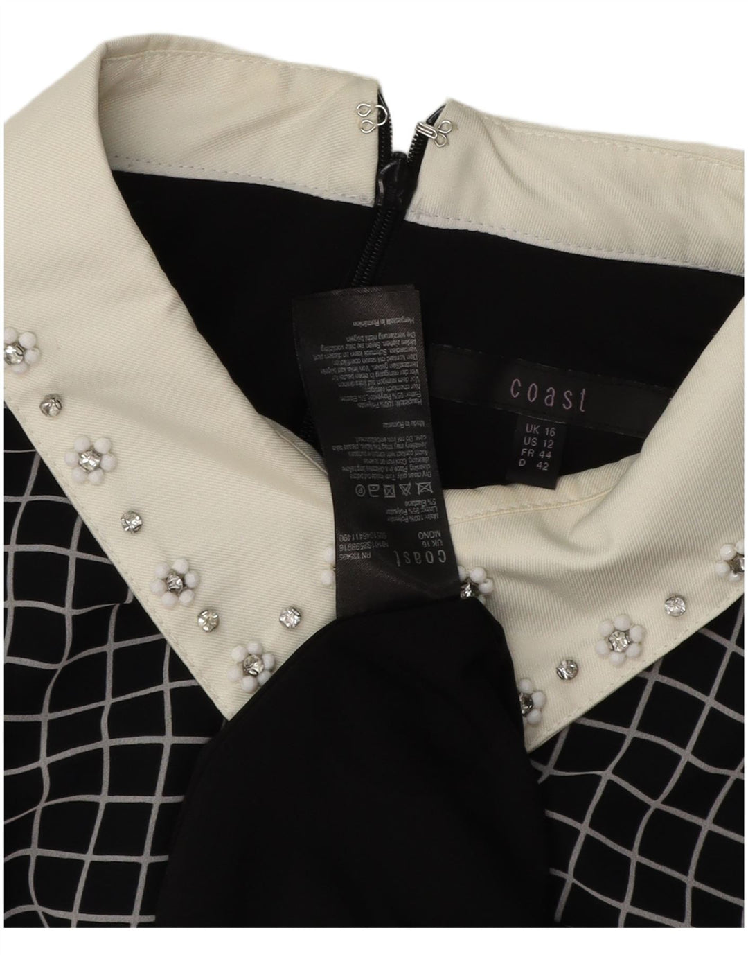 COAST Damen-Tunikakleid, Größe 46, groß, schwarz kariert, Polyester