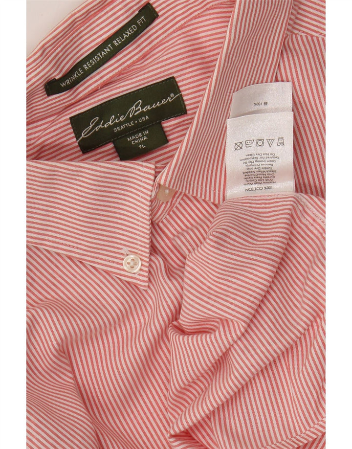 Eddie Bauer Mens Tall Relaxed Fit Shirt Große rote Nadelstreifen-Baumwolle
