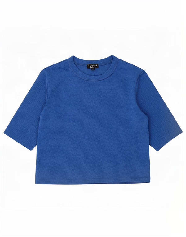 Topshop Damen T-Shirt Top UK 8 Small Blau Polyester