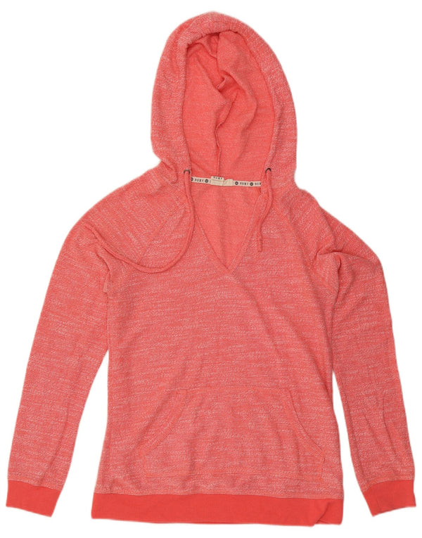 Roxy Damen Kapuzenpullover UK 14 Große rosa gesprenkelte Baumwolle