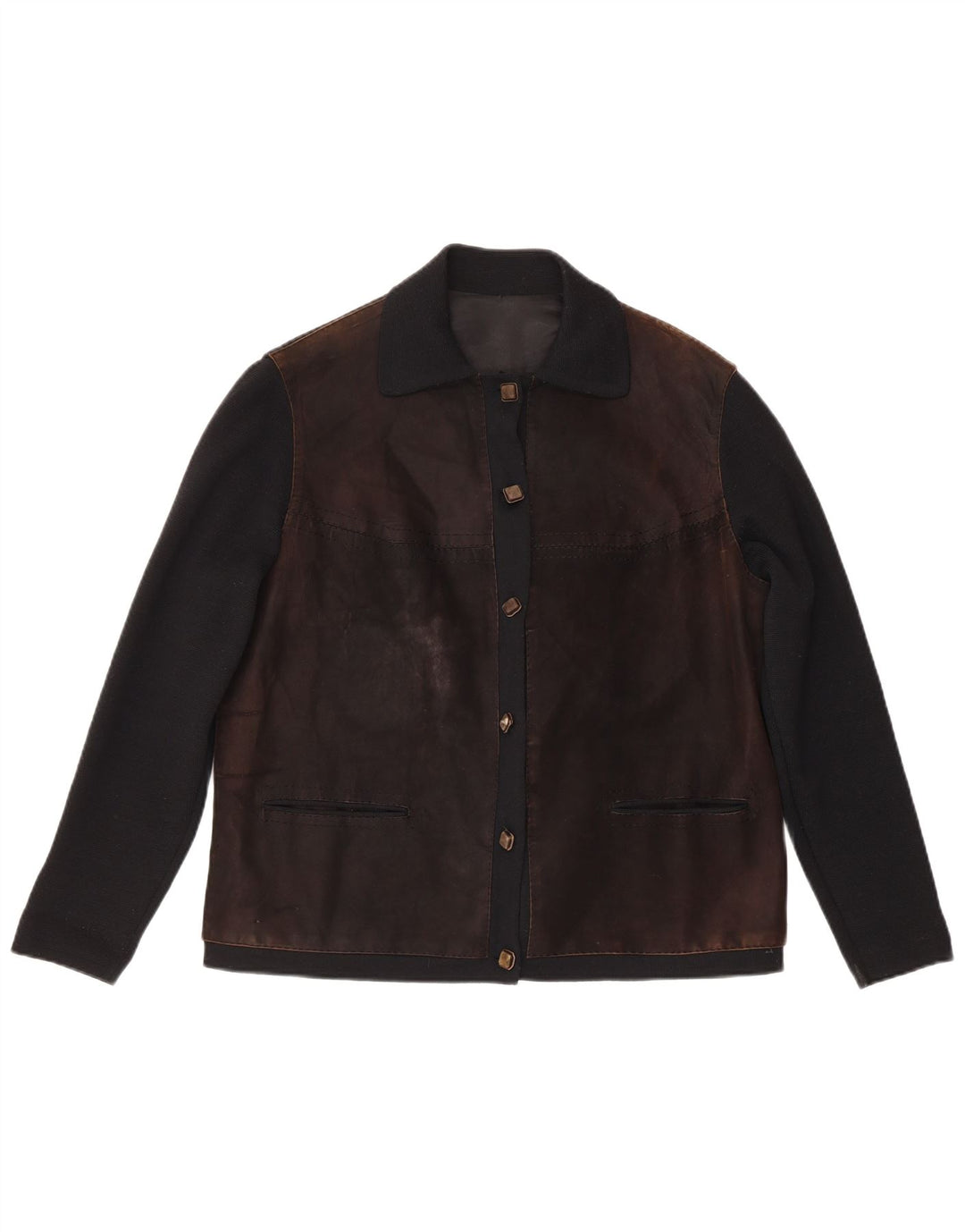 Vintage Damen Bomberjacke mit normaler Passform, IT 48, mittelbraun, Farbblock