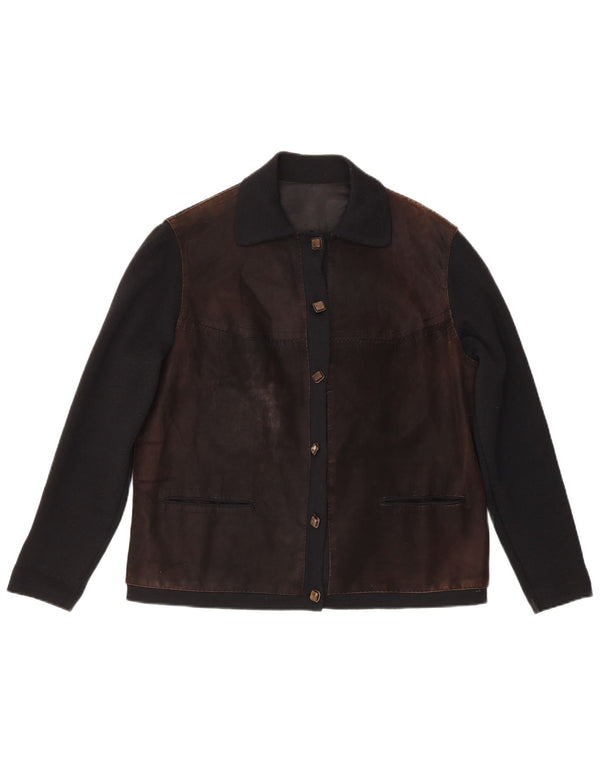 Vintage Damen Bomberjacke mit normaler Passform, IT 48, mittelbraun, Farbblock