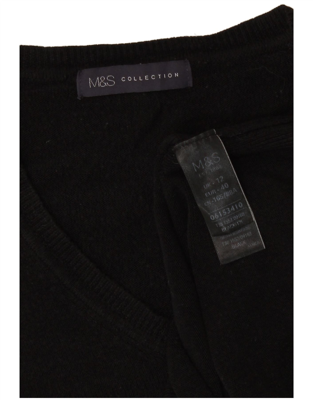 Marks & Spencer Damen-Pullover mit V-Ausschnitt, Gr. 12, Mittelschwarz, Acryl