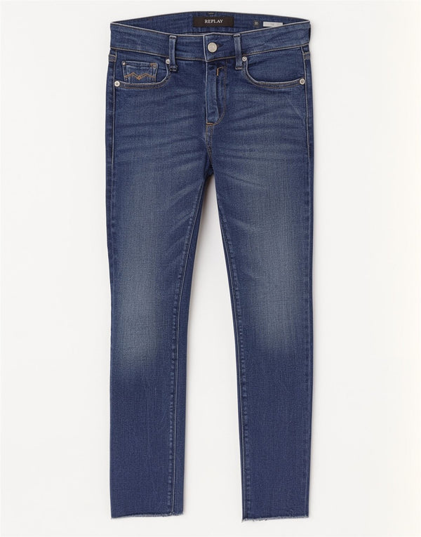 Replay Damen Luz Skinny Jeans W26 L28 Blaue Baumwolle