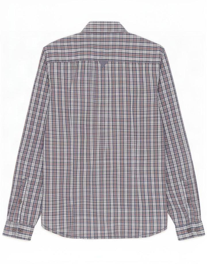 Guess Herren Slim Fit Hemd Mittelblau kariert Baumwolle