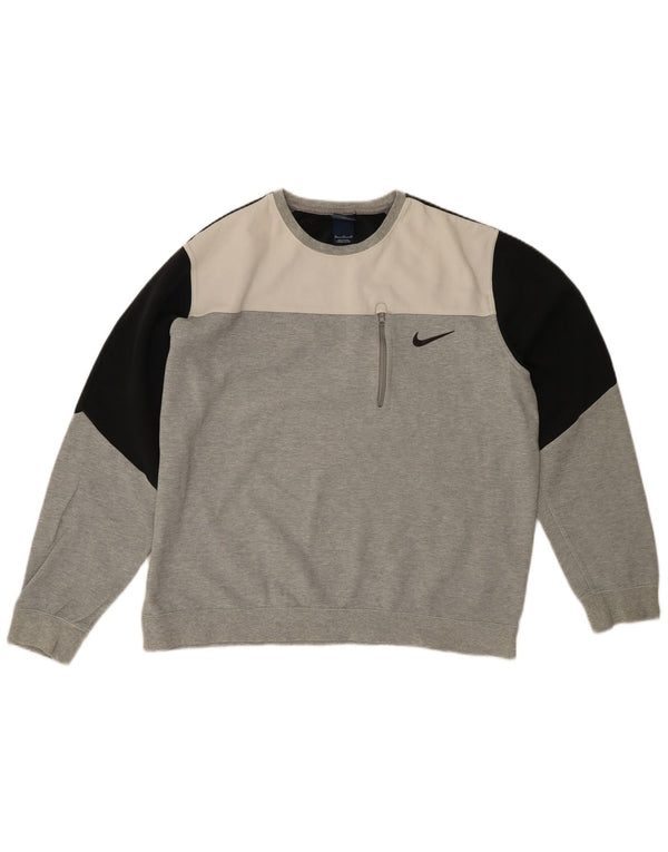 NIKE Herren Sweatshirt Pullover XL Grau Colourblock Baumwolle