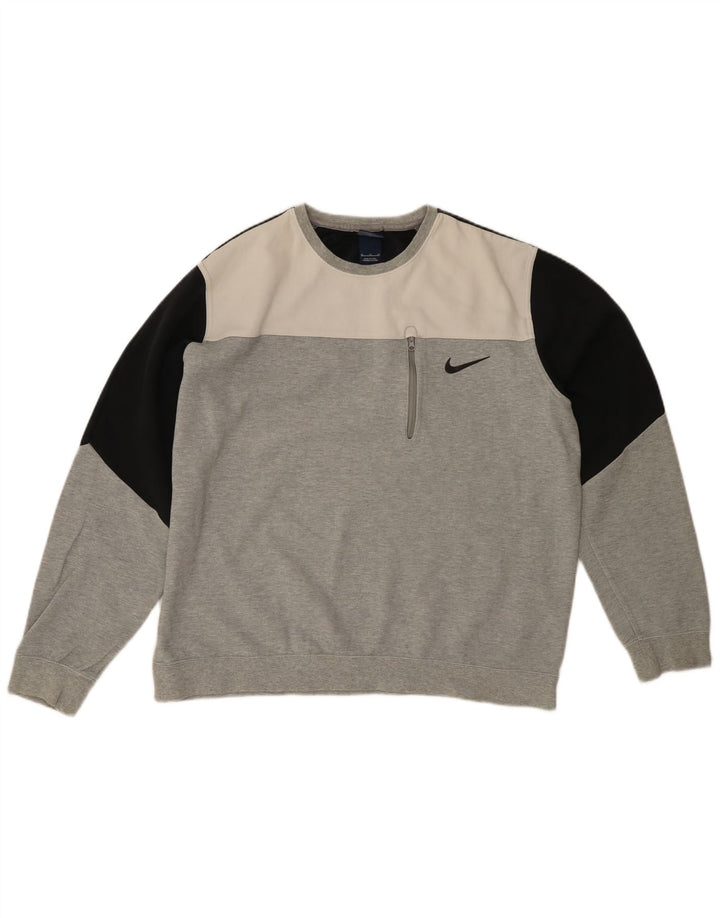 NIKE Herren Sweatshirt Pullover XL Grau Colourblock Baumwolle