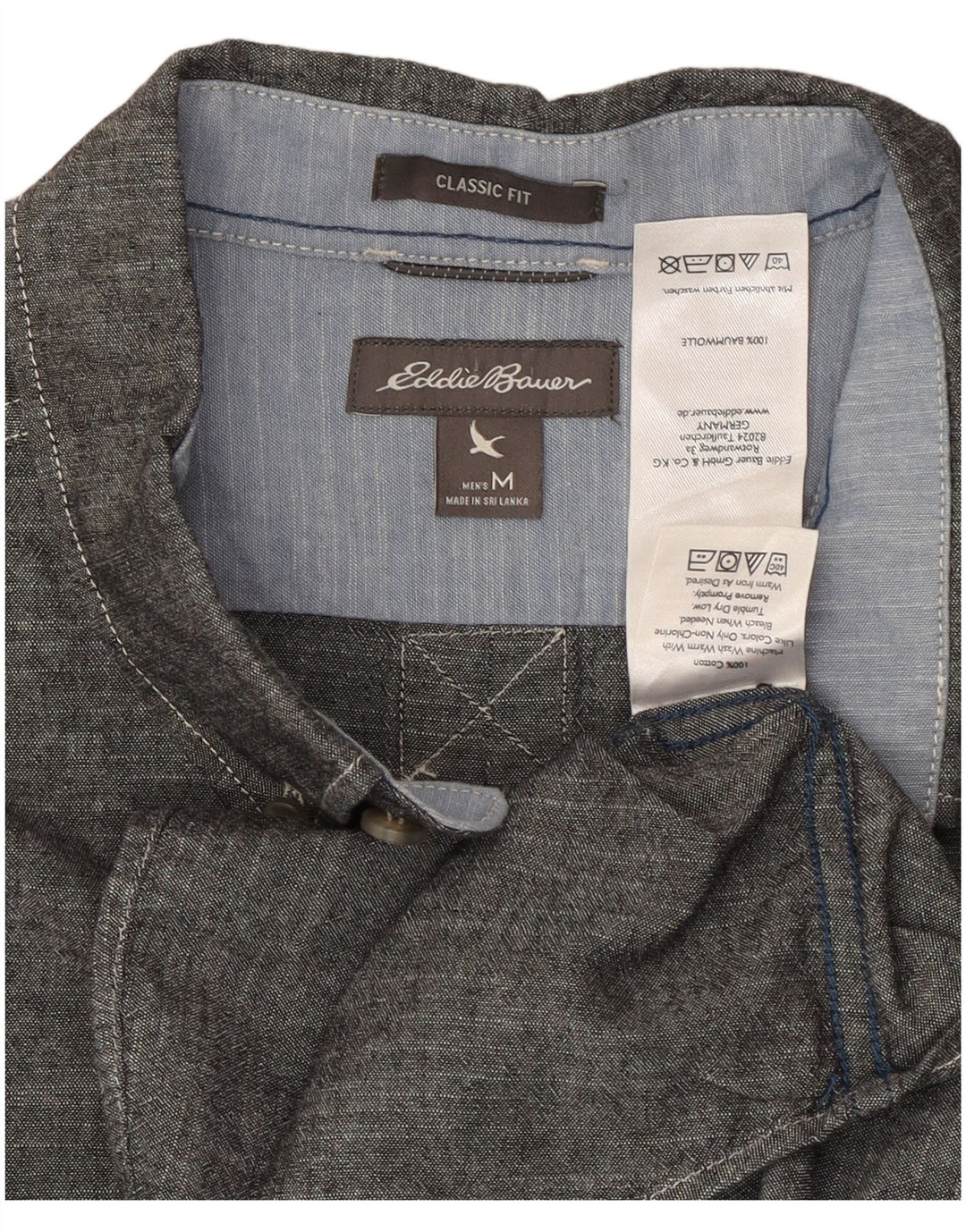 EDDIE BAUER Herren-Hemd mit klassischer Passform, mittelgraue Baumwolle
