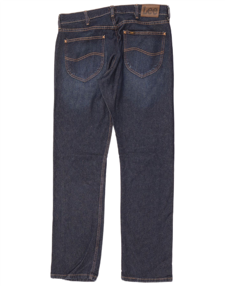 Lee Herren Slim Jeans W34 L32 Marineblaue Baumwolle