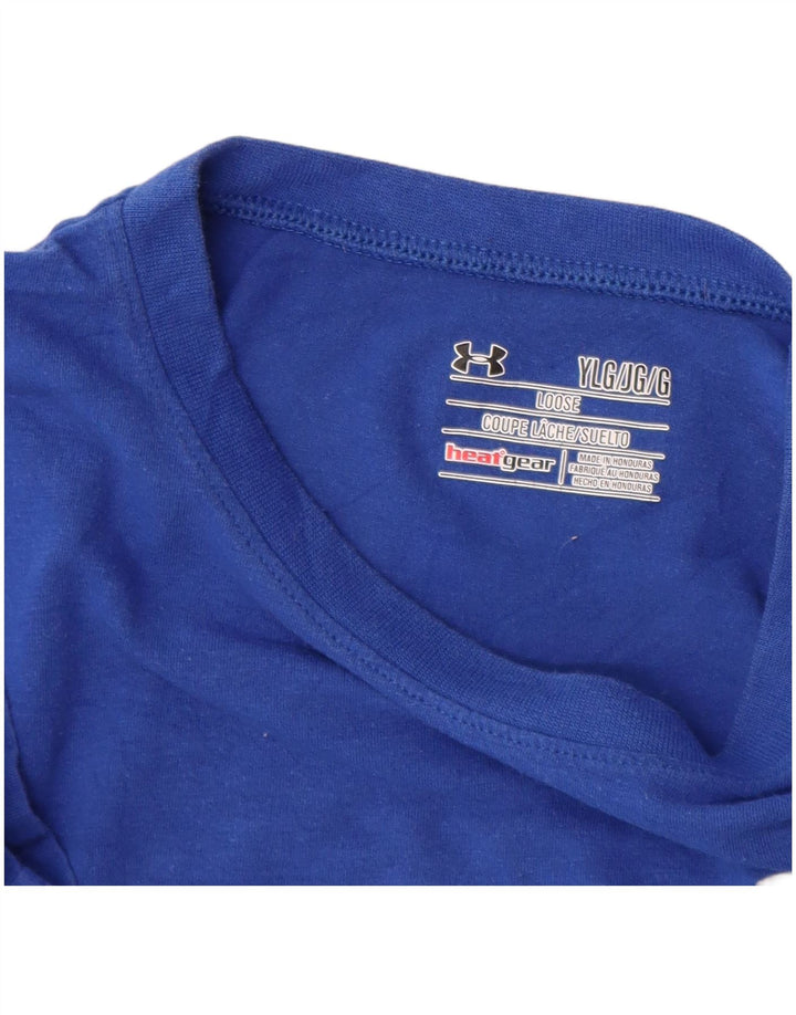 UNDER ARMOUR Mädchen-T-Shirt, lockeres Oberteil, 11–12 Jahre, Größe L, Blau, Baumwolle