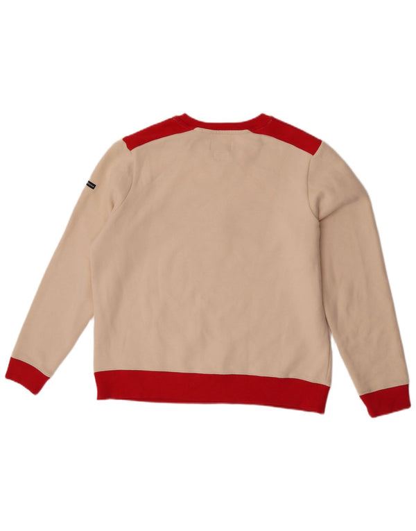 Superdry Damen-Sweatshirt-Pullover UK 12 Medium Off White Colourblock