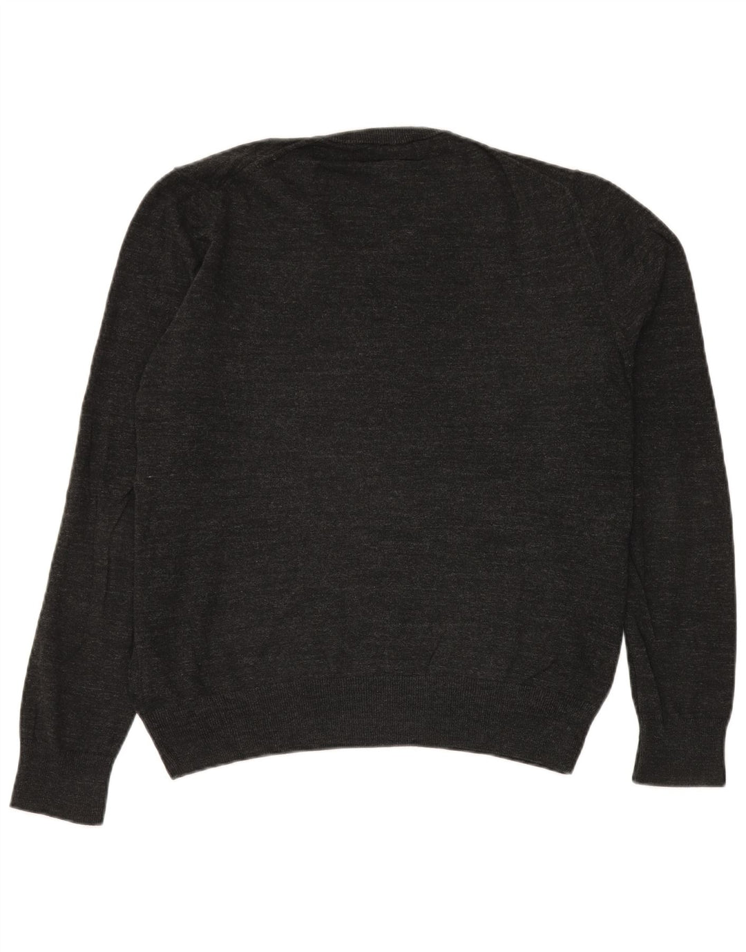 Marks & Spencer Herren-Pullover mit V-Ausschnitt aus mittelgrau gefleckter Baumwolle