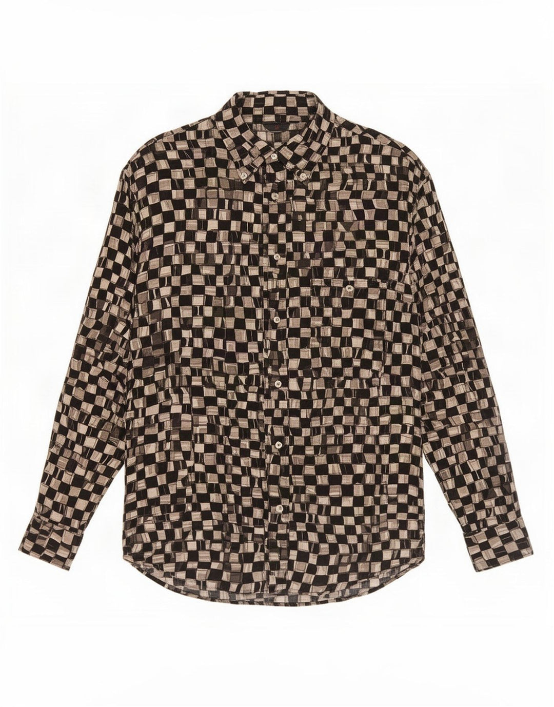 Vintage Herrenhemd Kleine schwarze geometrische Viskose