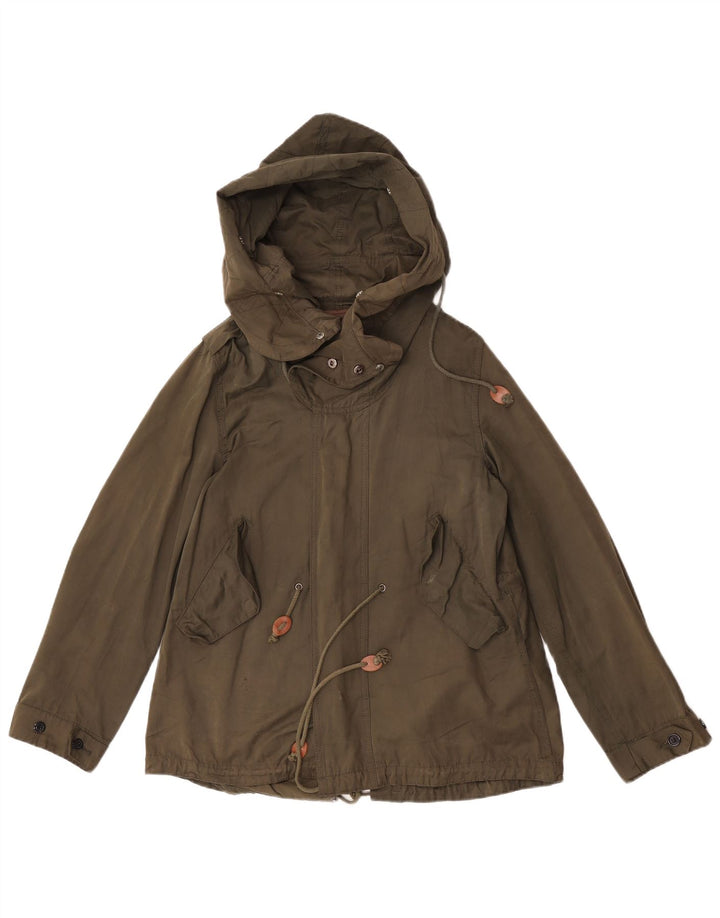 Zara Damen-Parkajacke mit Kapuze, UK 36, kleines grünes Nylon