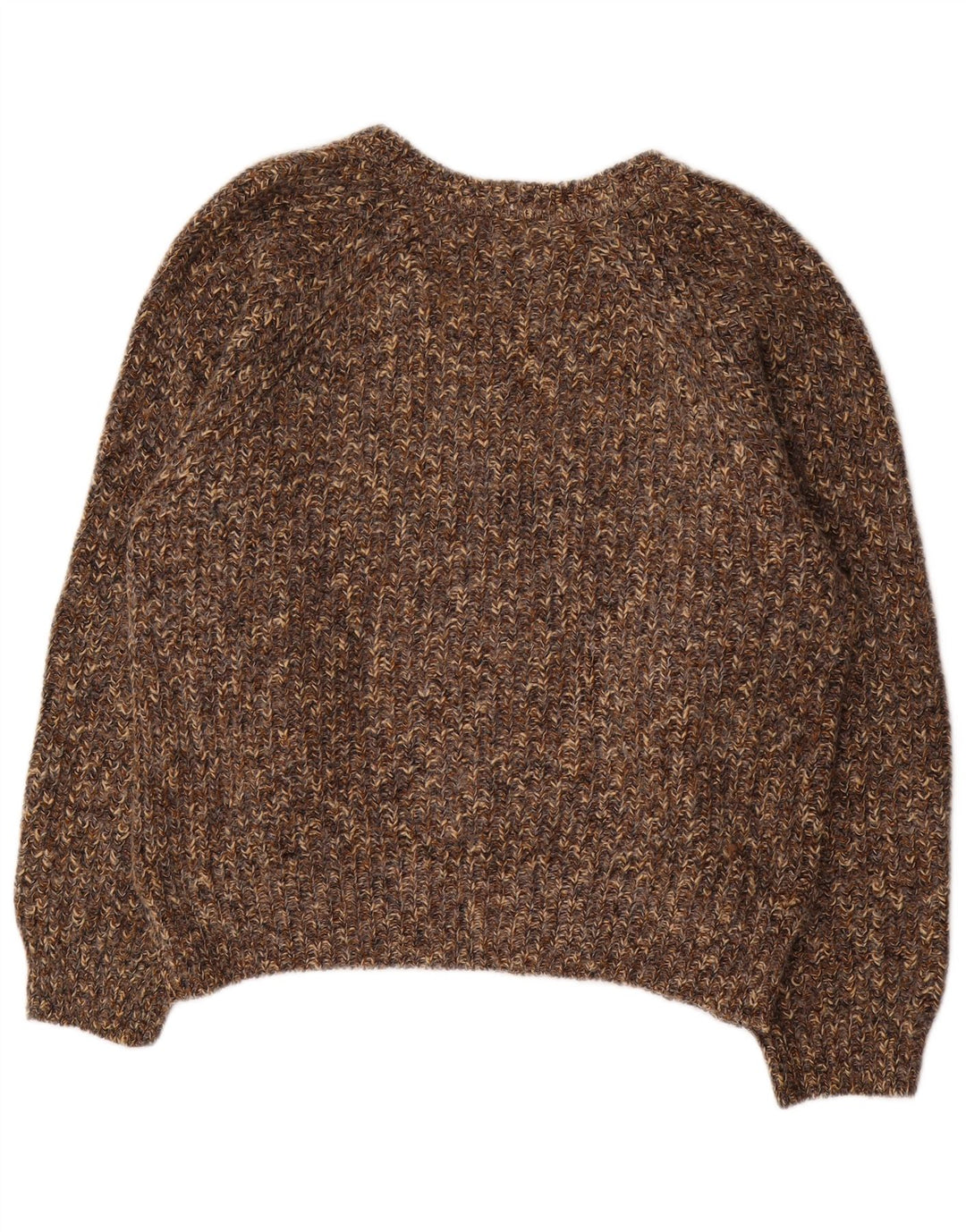 VINTAGE Damen-Pullover mit V-Ausschnitt, übergroß, UK 18, XL, braun gefleckt