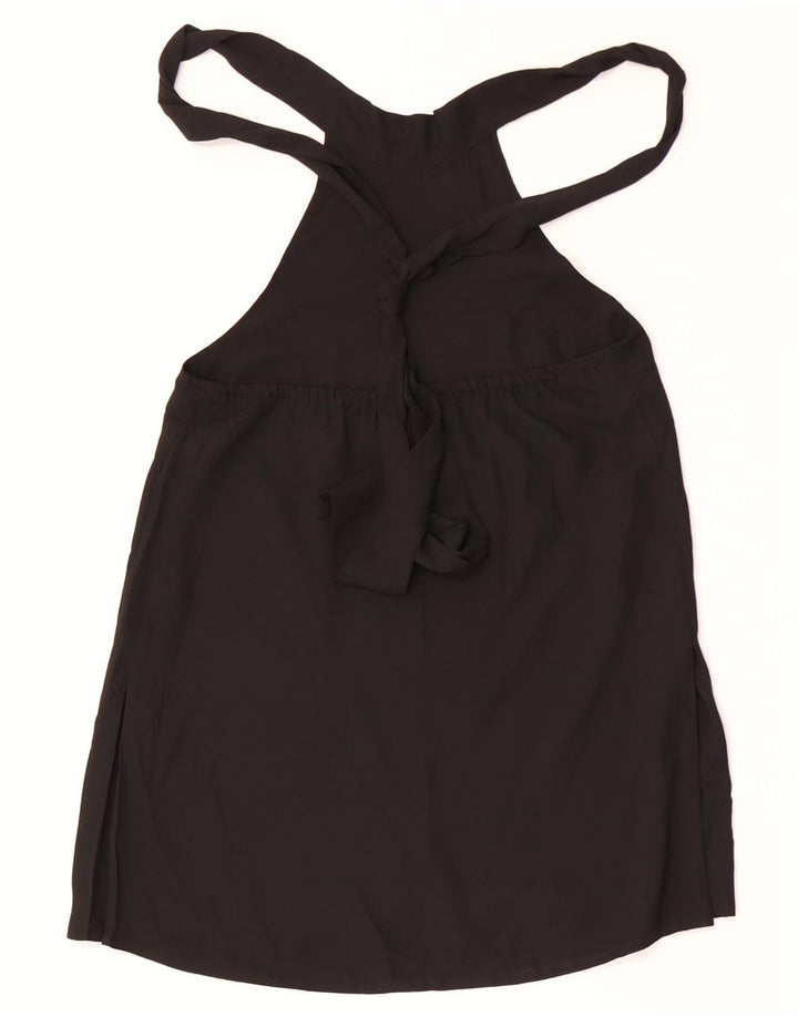 Topshop Damen Crop Neckholder Top UK 8 Small Schwarz Polyester