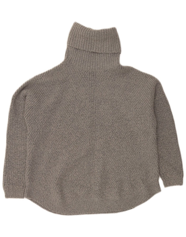 VINTAGE Damen Übergroßer Rollkragenpullover Pullover UK 16 Large Grau
