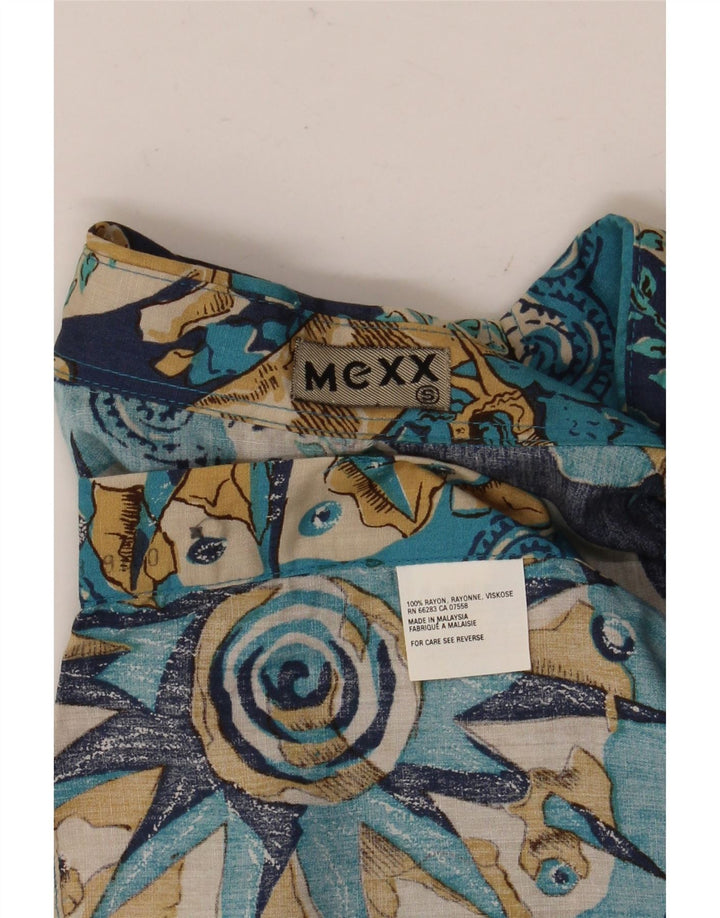 Mexx Herren-Hemd, kurzärmelig, lockere Passform, klein, blau, Patchwork, Viskose
